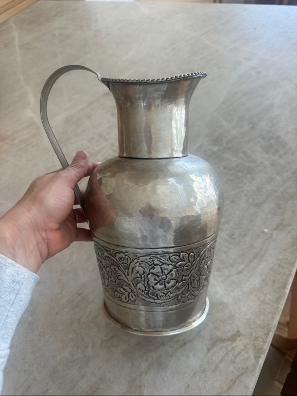 World Market silver antique pitcher NWT